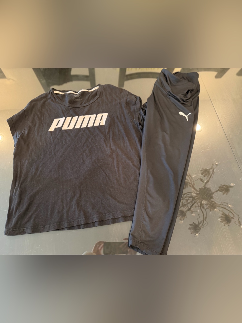 Puma Black Logo Active Leggings and top